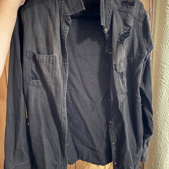 Hollister Tops - Hollister Charcoal Denim Jacket